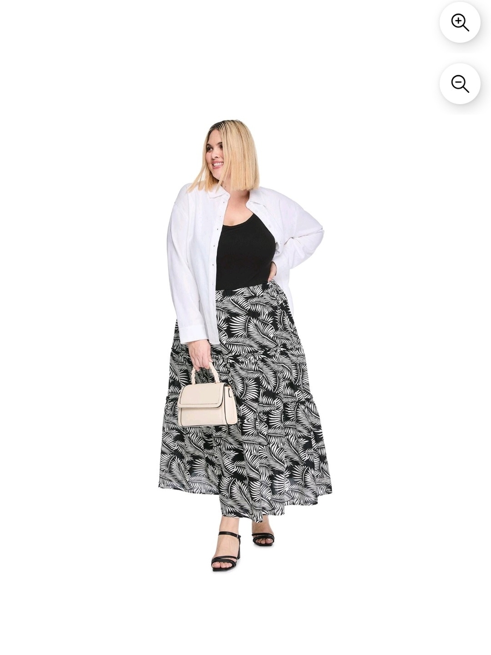 Plus-Size 5X Lane Bryant Black & White Palm Print Maxi Skirt New with Tags